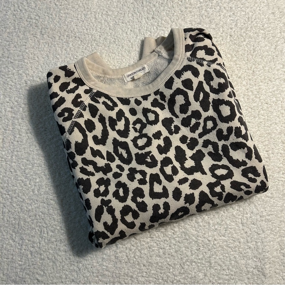 Grayson Threads Black and Cream Leopard Sweater